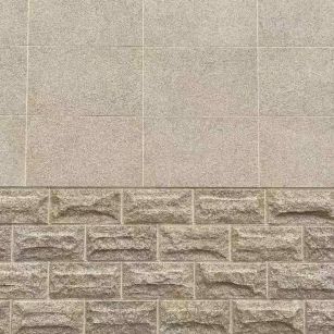 濮阳 黄金麻自然面蘑菇石配荔枝面干挂