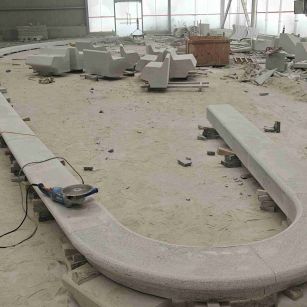 濮阳 芝麻白花岗岩弧形花坛石，坐凳石