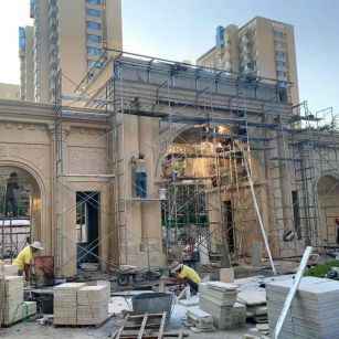 濮阳 黄金麻荔枝面花岗岩小区门楼外墙干挂