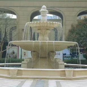 濮阳 黄金麻花岗岩异型加工——户外庭院石雕流水喷泉