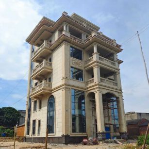 濮阳 黄金麻花岗岩石材别墅外墙干挂搭配（雕花栏杆花瓶柱门楼罗马柱）