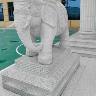 濮阳 白麻花岗岩动物异形石雕-大象
