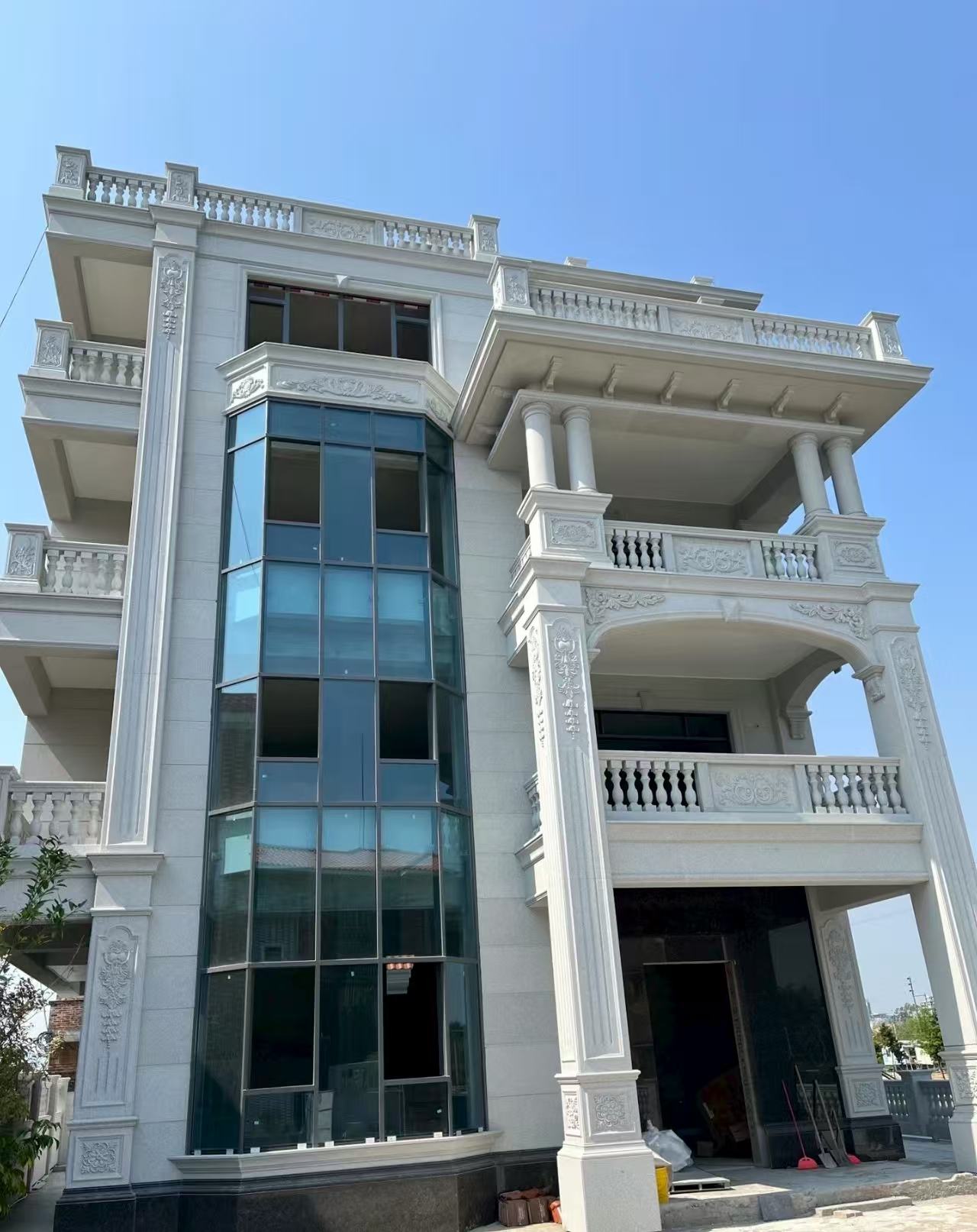 濮阳 白麻花岗岩别墅外墙干挂效果展示