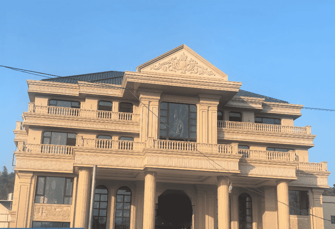 濮阳黄金麻别墅外墙干挂石材效果示例