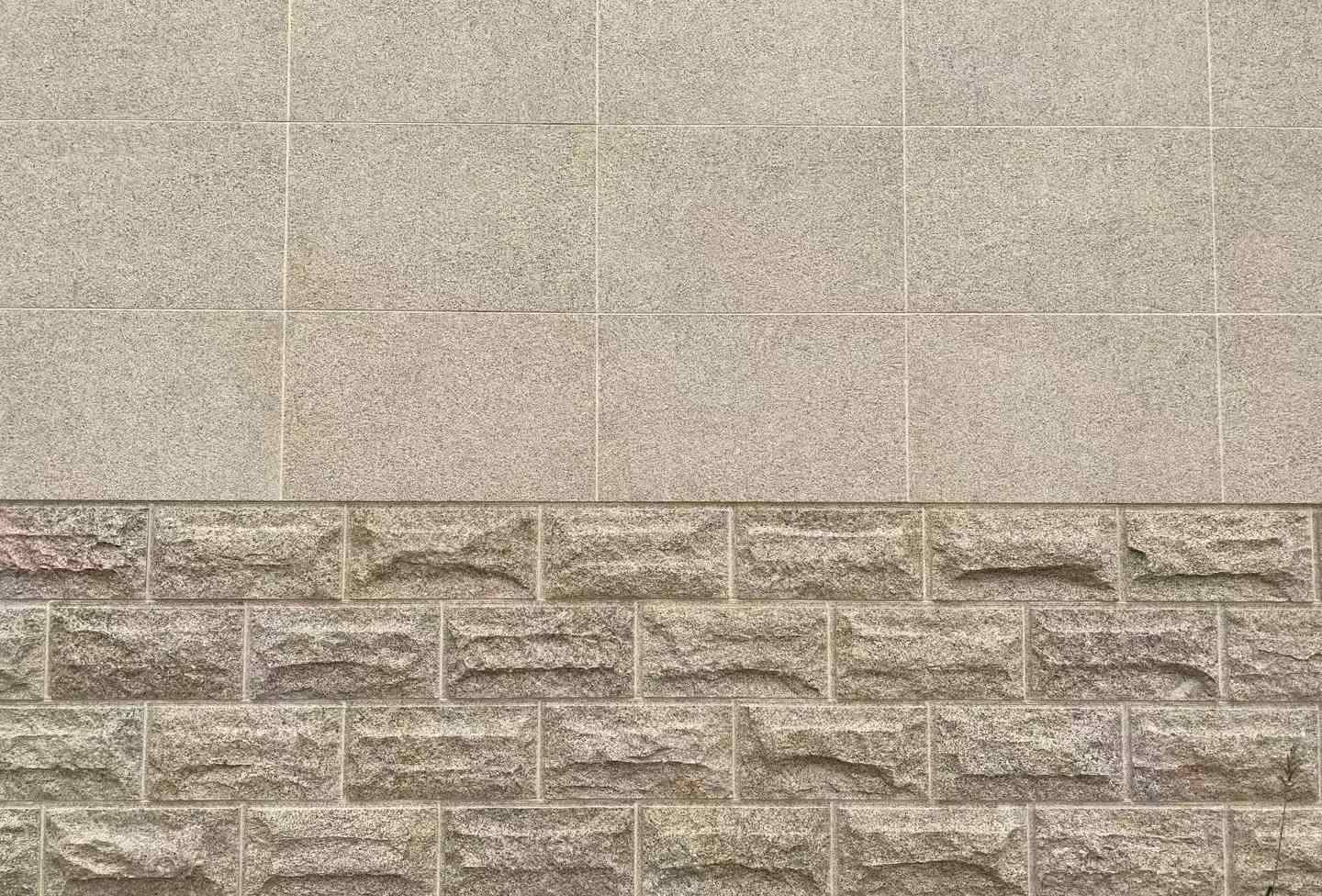 濮阳 黄金麻自然面蘑菇石配荔枝面干挂